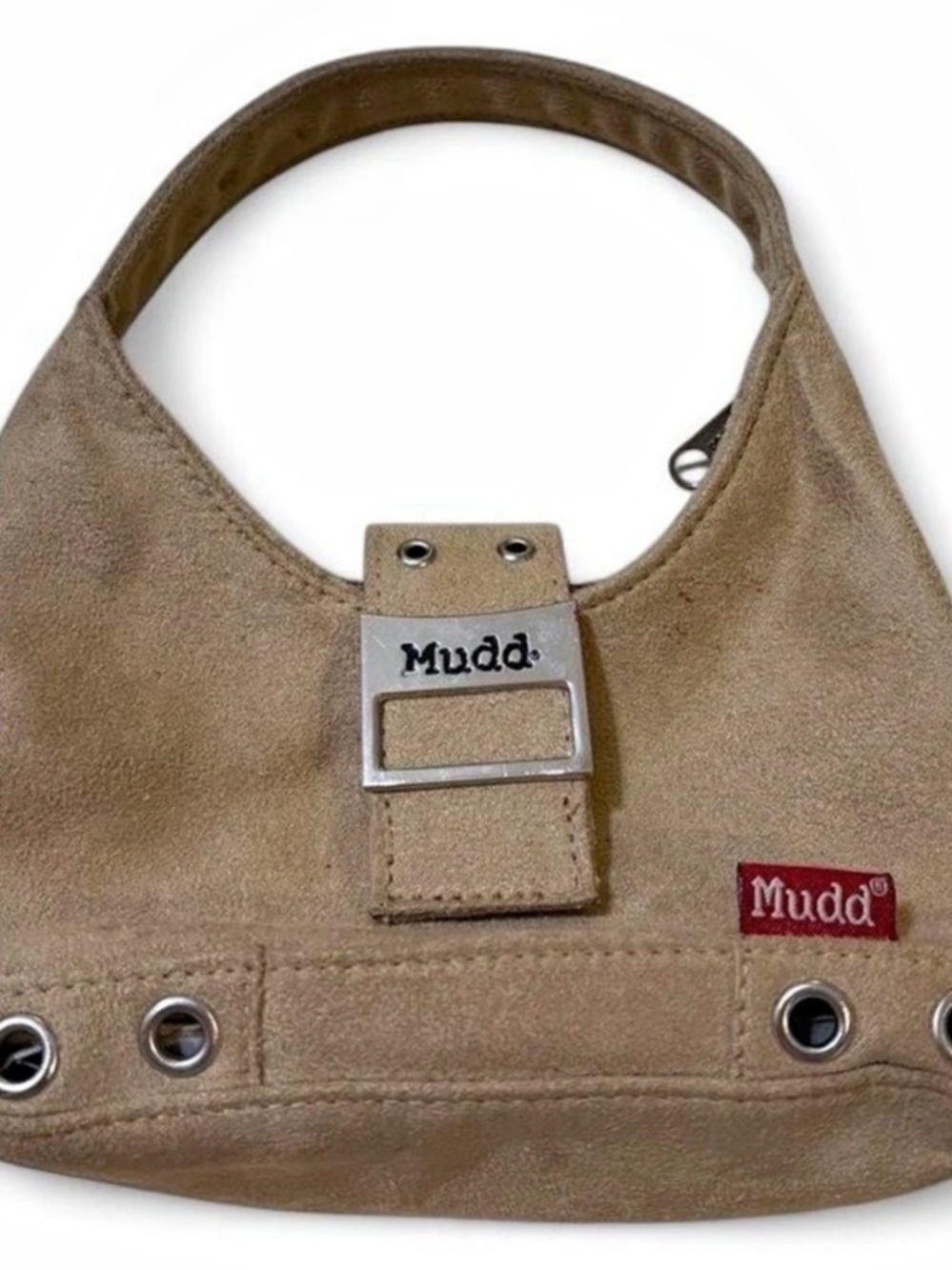 Vintage Mudd Y2K Faux Suede Shoulder Bag Tan Beige Bratz Mall Goth 90s